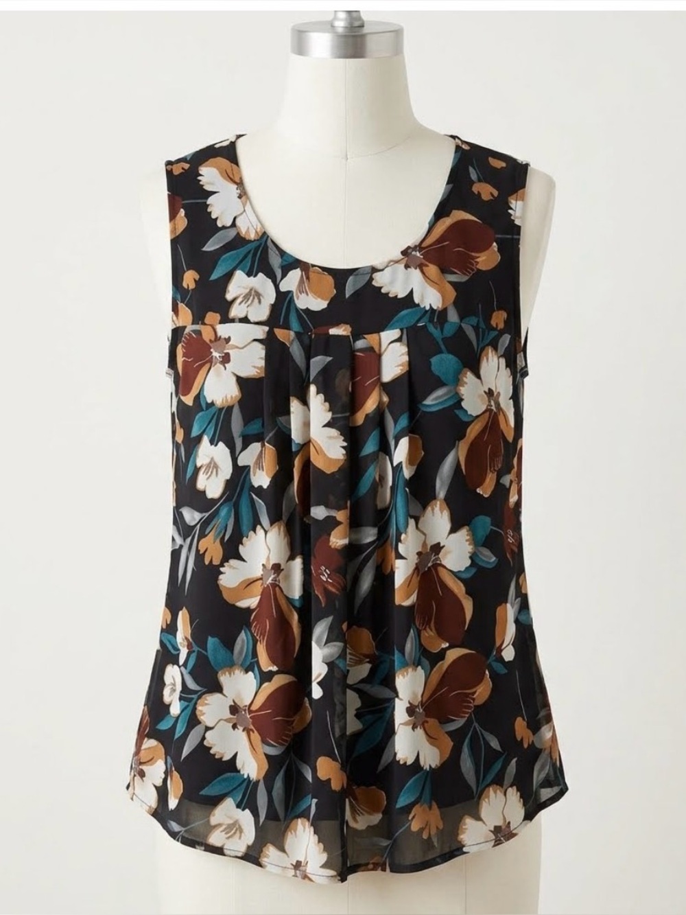 Timeson Floral Sleeveless Chiffon Tunic Tank Top - Size 0036